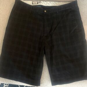 Volcom Black Subtle Plaid Flat Front Shorts